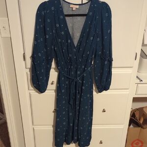 Women's Teal Floral Midi Dress